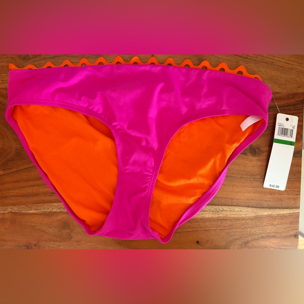 New Anne Cole Vibrant Pink and Orange Bikini Bottom in size Large.